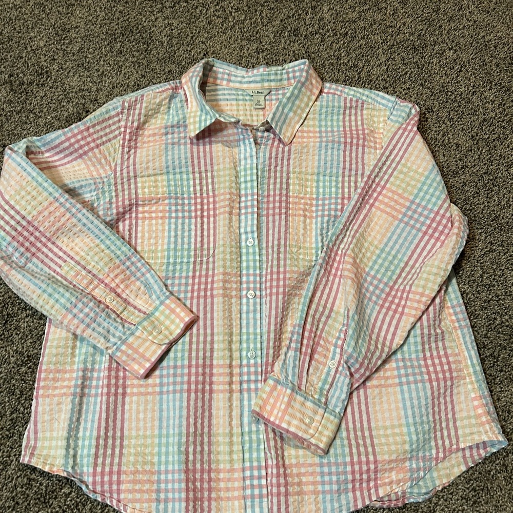 L.L. Bean Multicolor Plaid Button Down Shirt